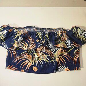 Shein Black Boho Crop Top Flutter Sleeves Scoop Women Shirt Size XL